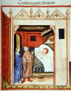 Fol.101v Sleeptalking、Tacuinum Santiatis Codex Vindobonensisのイラスト 作： Italian School